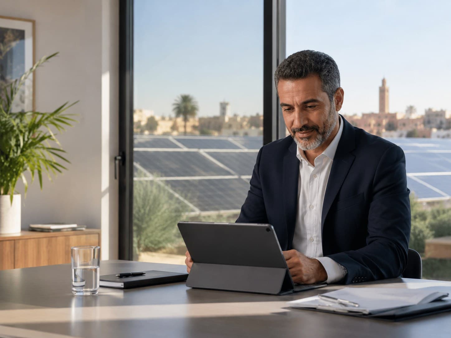 Dirigeant d’entreprise au Maroc consultant un diagnostic énergie
